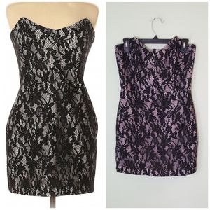 Mason Black Lace Overlay Strapless Cocktail Dress Size 8 ~ Romantic Whimsygoth